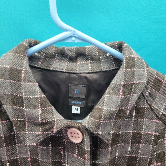 Baxis Womens Medium Plaid Wool Jacket With Button Front Closure & Pockets - Picture 6 of 11